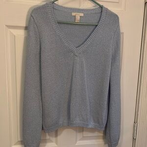 Forever 21 Blue V-Neck Sweater Relaxed Fit